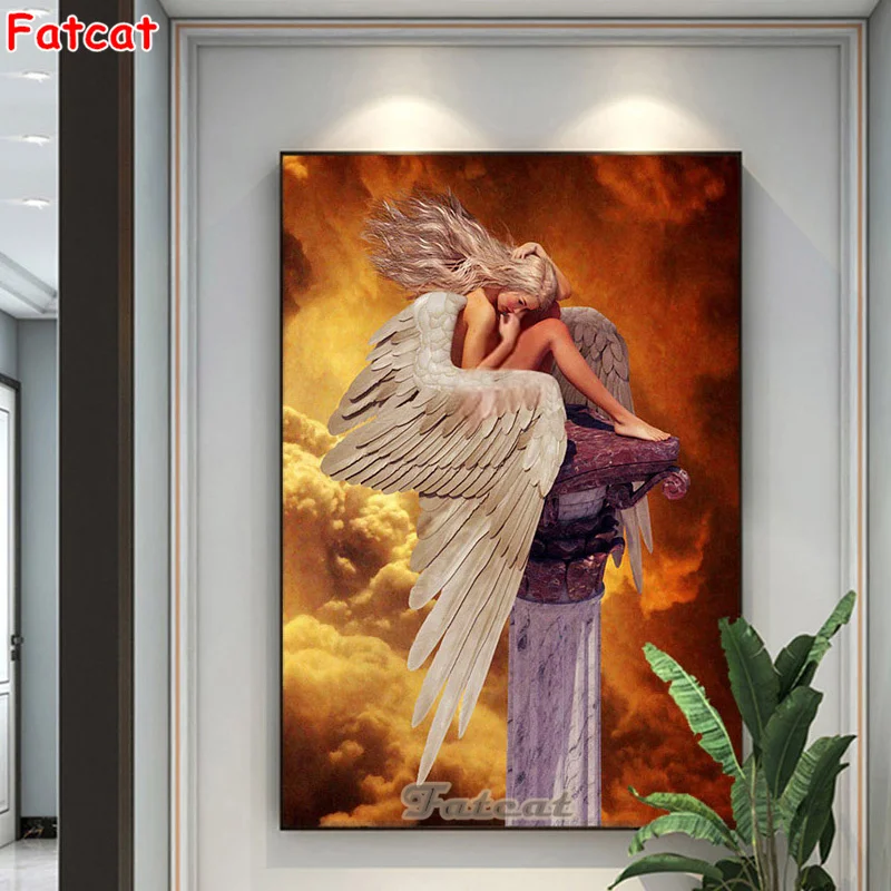 Angel Girl pattern 5D Diy Diamond Painting Diamond Embroidery Character Beautiful Girl With Wings  Mosaic Kits Decor PP3436