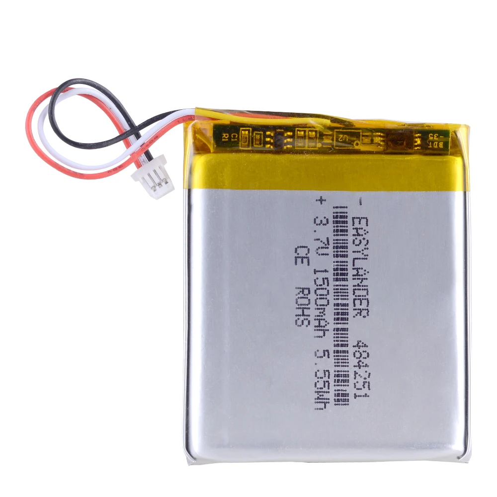 JST1.0mm 3pin 3.7V 1500mAh 504050 Rechargeable Lithium Li-ion Polymer Battery 484251 504252