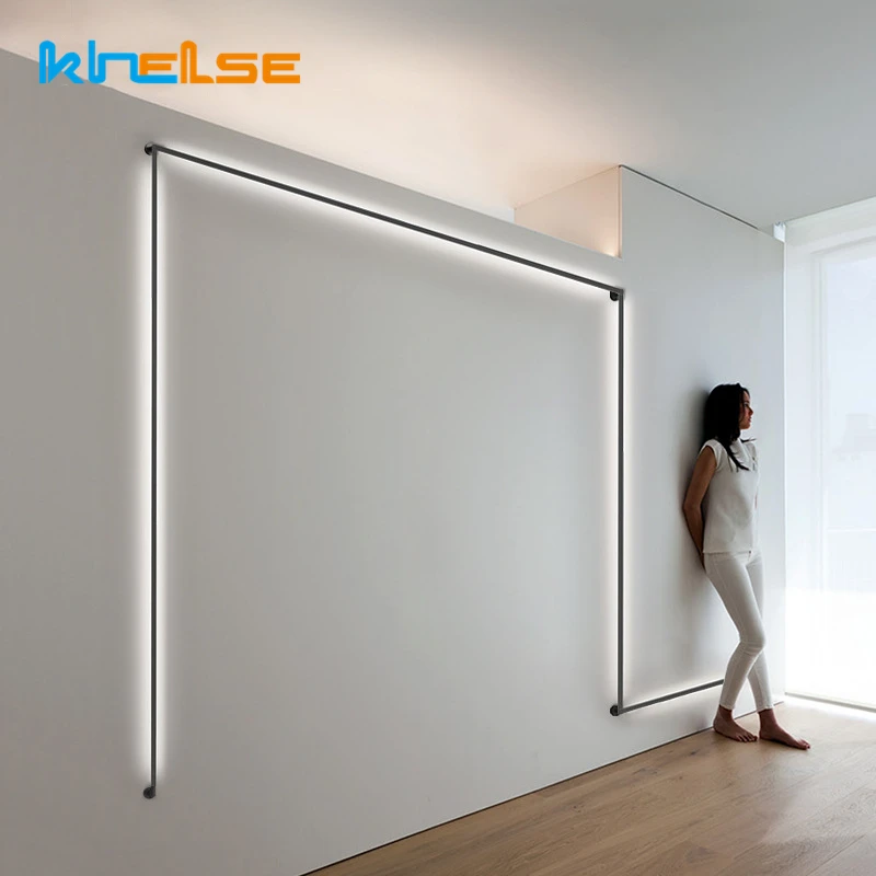 Minimalist Long Strip Wall Lamp Modern Nordic LED Free Combination Wall Sconce Bedroom Living Background Decorative Line Lights