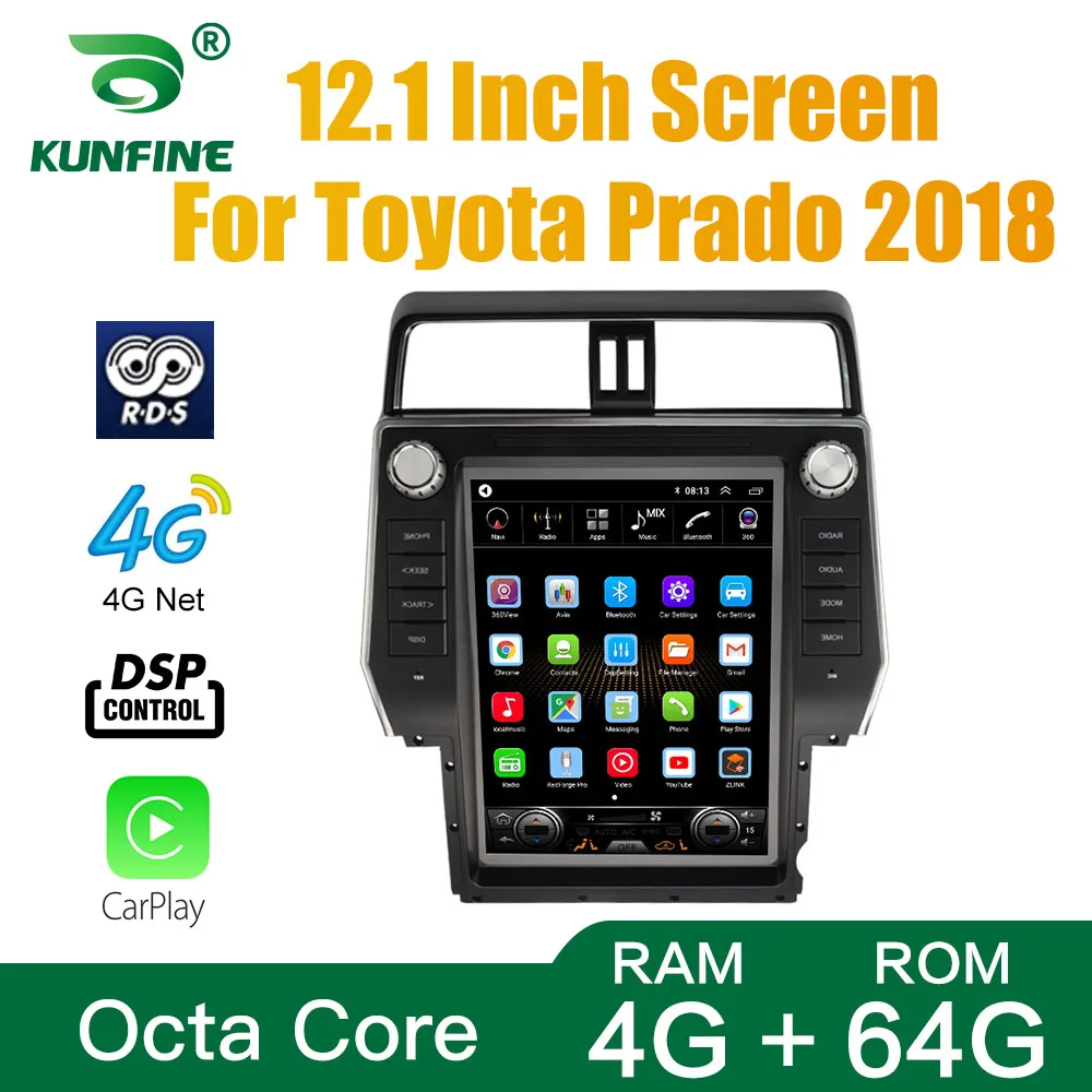 Vertical Screen For Toyota Prado 2018 Car Stereo Radio Octa Core 4GB RAM 64GB ROM Android 10.0 Car DVD GPS Player Deckless