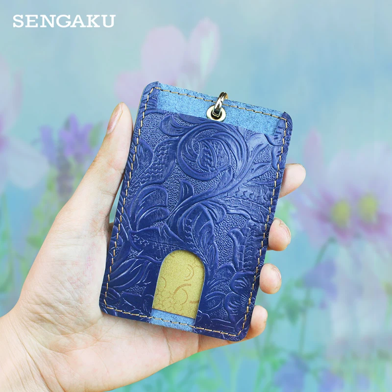 

Genuine Leather Card Wallet Handmade Business Work ID Card Holder Bag Portable Storage Credit Cards Case Pouch Money Pocket