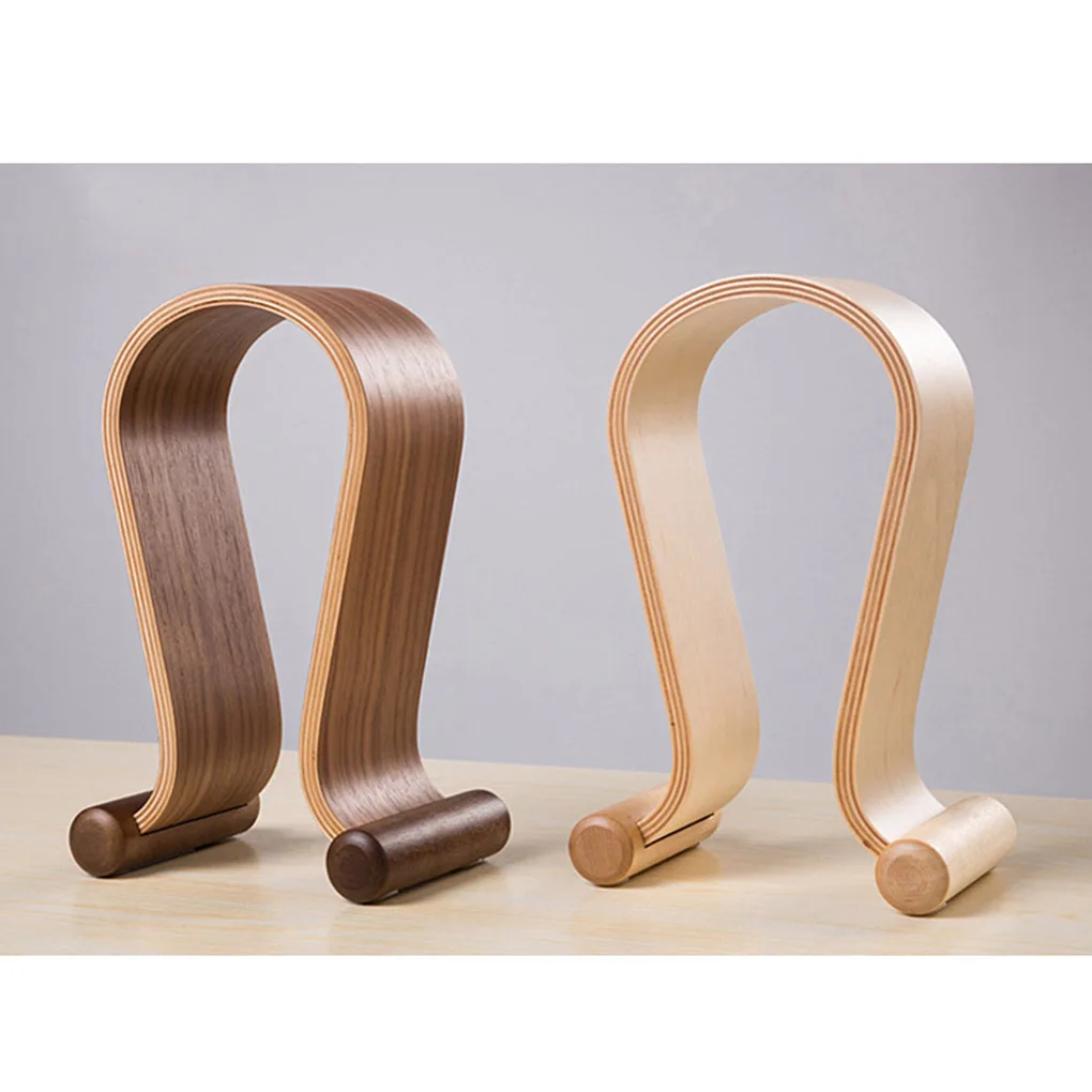 Headphone Holder U Shape Wooden Headphones Stand Holder Universal Head Mounted Hook Desk Display Shelf Earphone Bracket Hanger