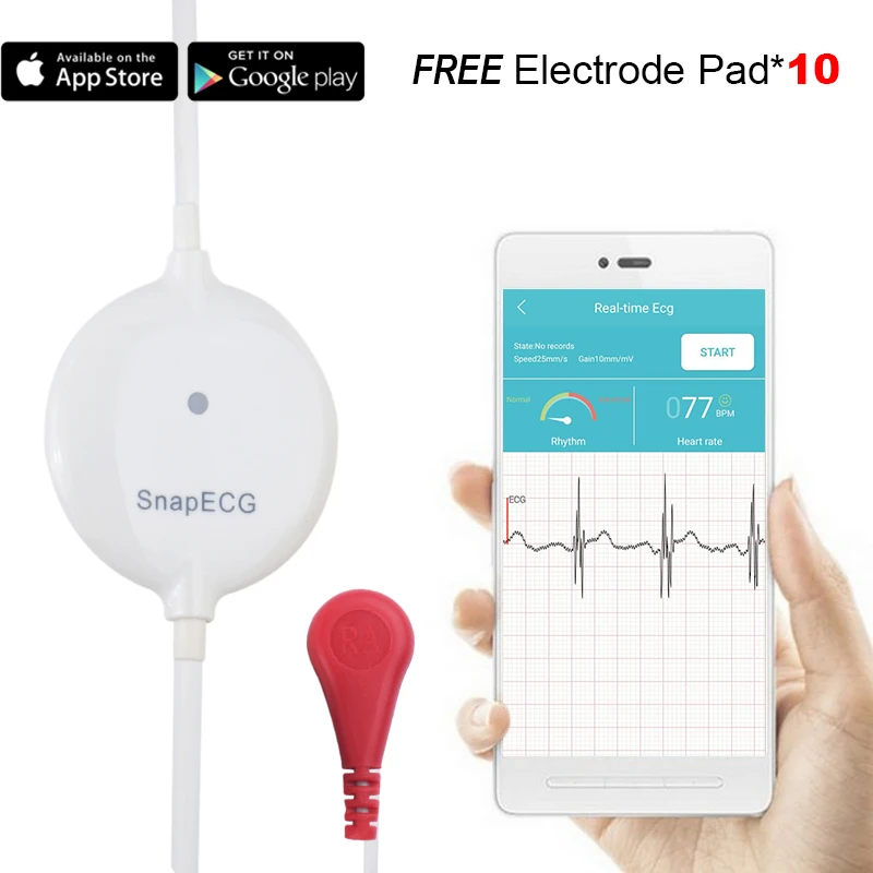 Portable data recording Heart ECG Monitor Measurement Machine Real-time Heart Support Electrode Holter IOS Android APP