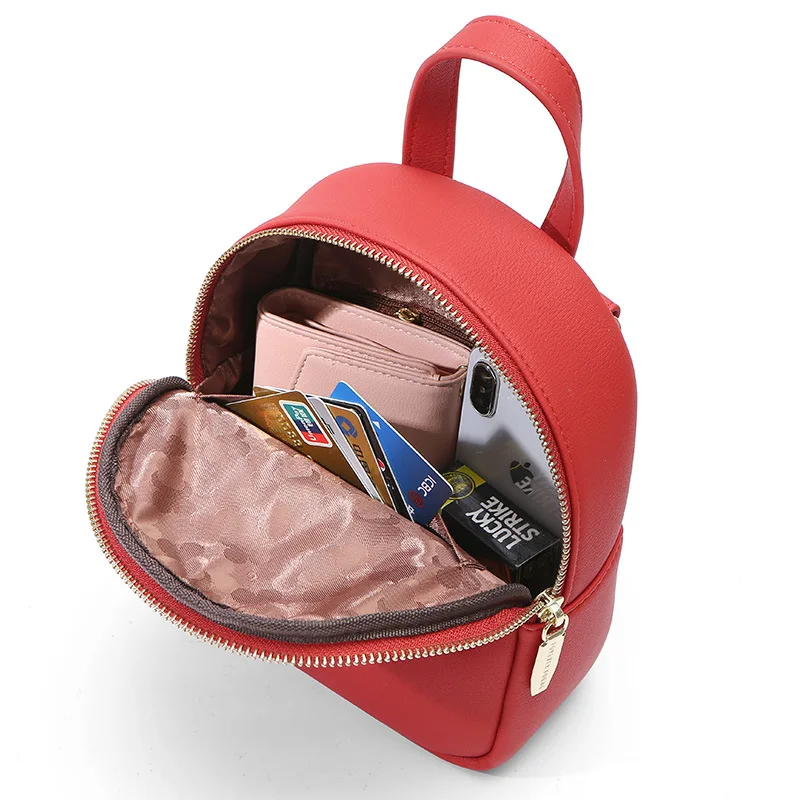 Forever Young Female School Shoulder Bag Women Small Zipper Pocket Backpack For Teenage Lady Leather Multi-Function Mini Girls