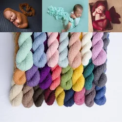 Newborn Photography Props Knit Wrap Baby Blanket Soft Stretch Swaddling Photography  Studio Baskets Photo Props