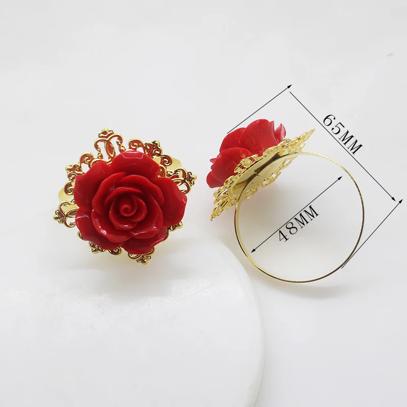 Metal Napkin Ring, Rose Embellishment Decoration, 4/6Pcs, Suitable For Wedding Dinner, Table Party DIY Handmade