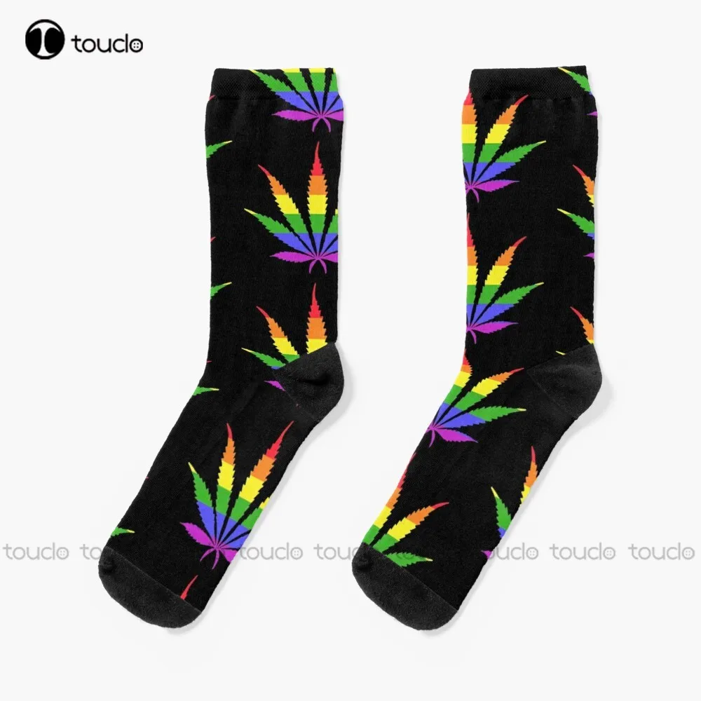 

Pride And Pot Socks Mens Athletic Socks Personalized Custom Unisex Adult Teen Youth Socks Halloween Christmas Fashion New Gift