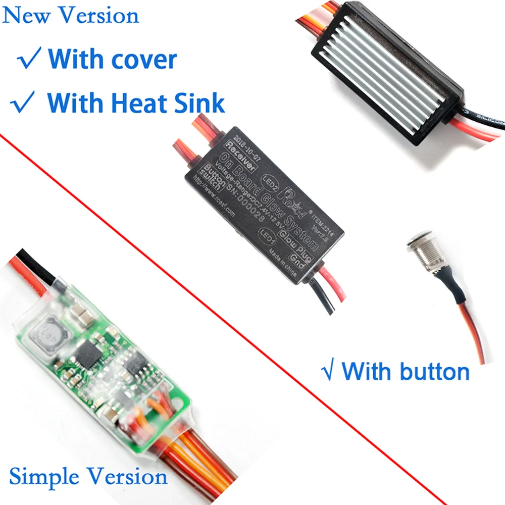 1 pz RCEXL Sistema di incandescenza a bordo per motore Nitro Nuova versione con dissipatore di calore e copertura