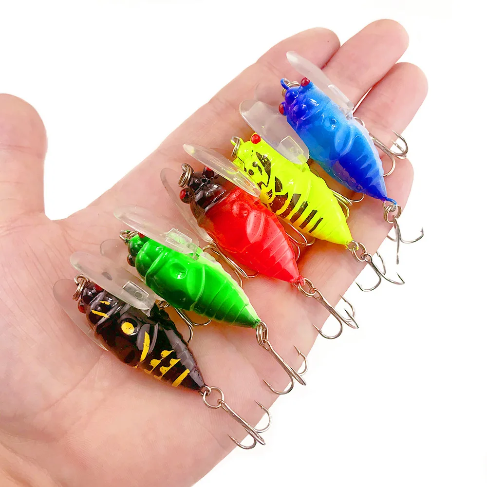 1 adet simülasyon Cicada sert sahte yem balıkçılık cazibesi 5cm 6g biyonik Iscas yapay Wobblers Crankbait Pesca böcek pike olta takımı