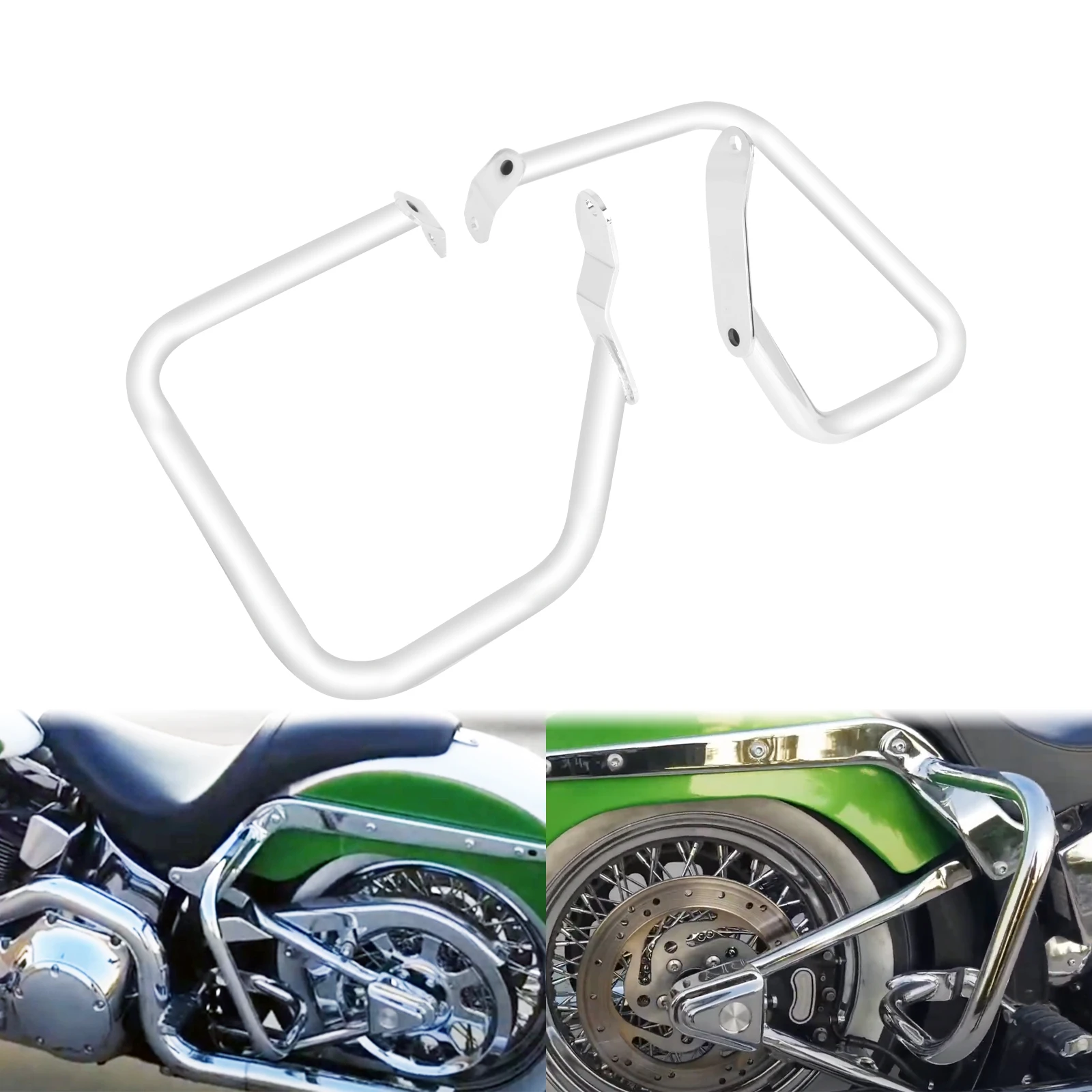 Motorrad-Hecktaschen-Schutzstange, Sturzbügel, Chrom, für Harley Softail FLST FLSTC 2000–2012, FXST 2000–2005, FXSTB 2000–2005