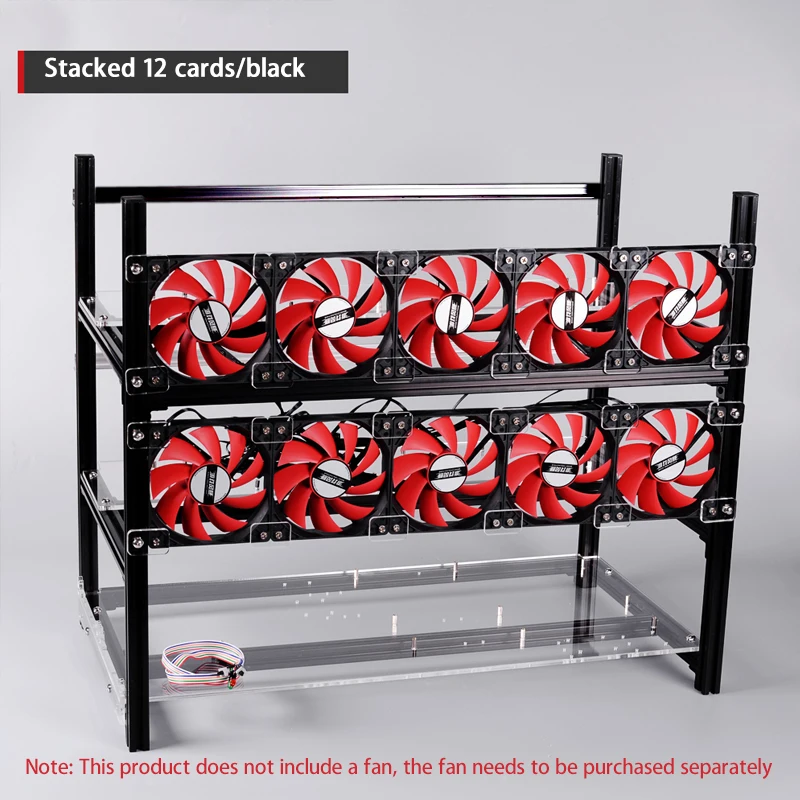 All Aluminum Graphics Card Chassis Frame for Mining Machine Server Multiple Dual Power Supply Racks with Multiple Card Positions