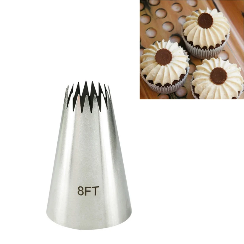 5FT/6FT/ 7FT/ 8FT/ 9FT Stainless Steel Cream Cupcake Pastry Nozzles Cake Decorating Icing Piping Tips Baking Tools