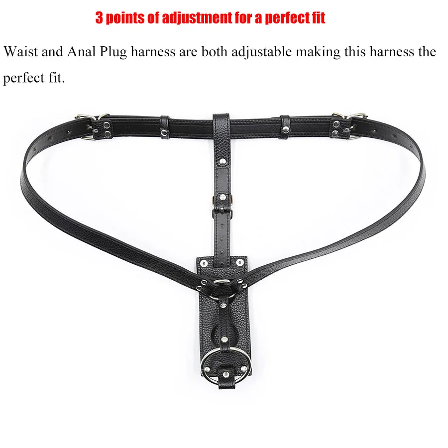 Strap-on Butt Plug And Dildo Harness. Strapon Leather Chastity Panties,BDSM Bondage,Sex Toys For Men