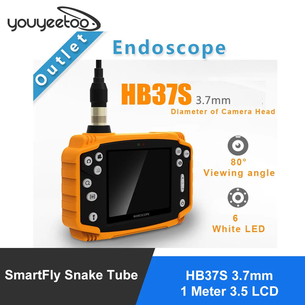 youyeetooSmartFly Snake Tube of HB37S 3.7mm 1 Meter 3.5 LCD Endoscope Borescope Snake Inspection DVR Vehicle Inspection Pipeline