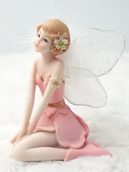 Pink Feather Angel Decoration Beauty Home Decoration Doll Gift Fairy Garden Miniatures Home Decoration Accessories Cute Figurine