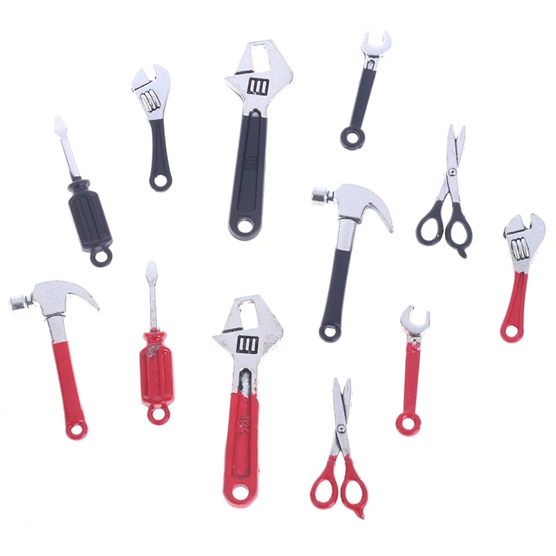 6 Pcs/Set Dollhouse Mini Repair Kits Accessories Hammer Wrench Screwdriver Scissor Tool Sets Furniture Toys