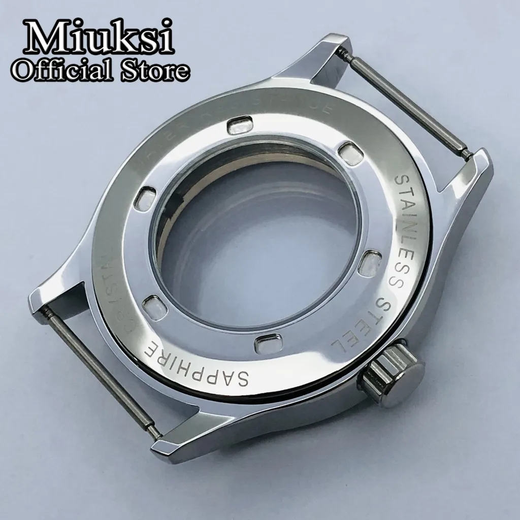 Miuksi 42mm sapphire glass stainless steel watch case fit ETA 2836 Miyota 8205 8215 821A Mingzhu DG2813 3804 movement