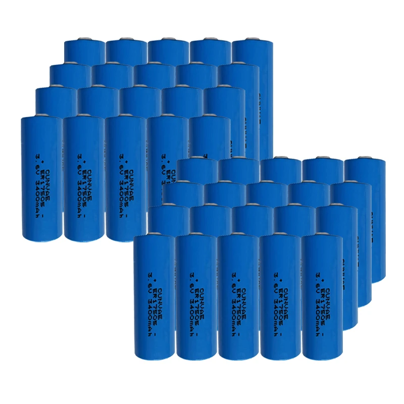 

40 x 3.6V A Type batteries 2400mAh ER17505 lithium Li-ion battery for Memory Backup PLC Water Meter