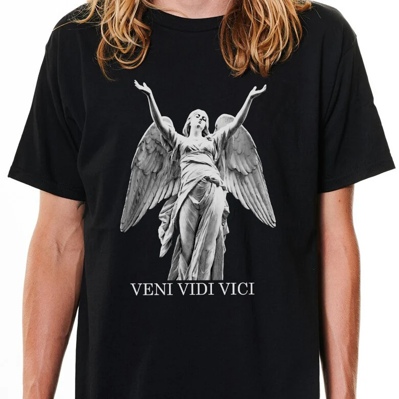 Men Angel Sculpture T Shirt Vintage Fashion Hip Hop Streetwear Art Tshirt Mens Summer Cotton Graphic Tops Male Clothing