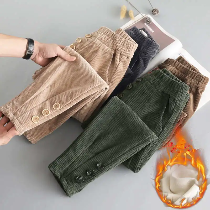 

Corduroy Harem Pants Women Plus Size 3XL Loose High Waist Straight Casual Pants Pantalon Femme Autumn Winter Sweatpants C7890