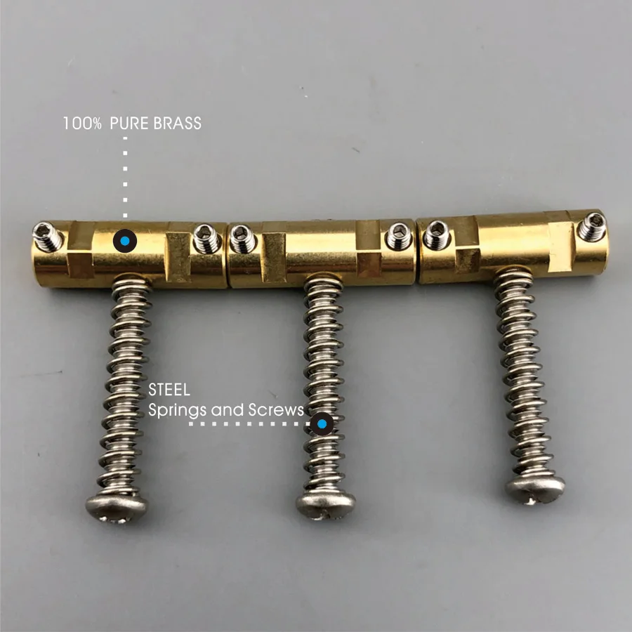 In-Tune Compensated Tele Guitar Bridge Saddle Brass Material 10.8 MM String Spacing 3 Pieces