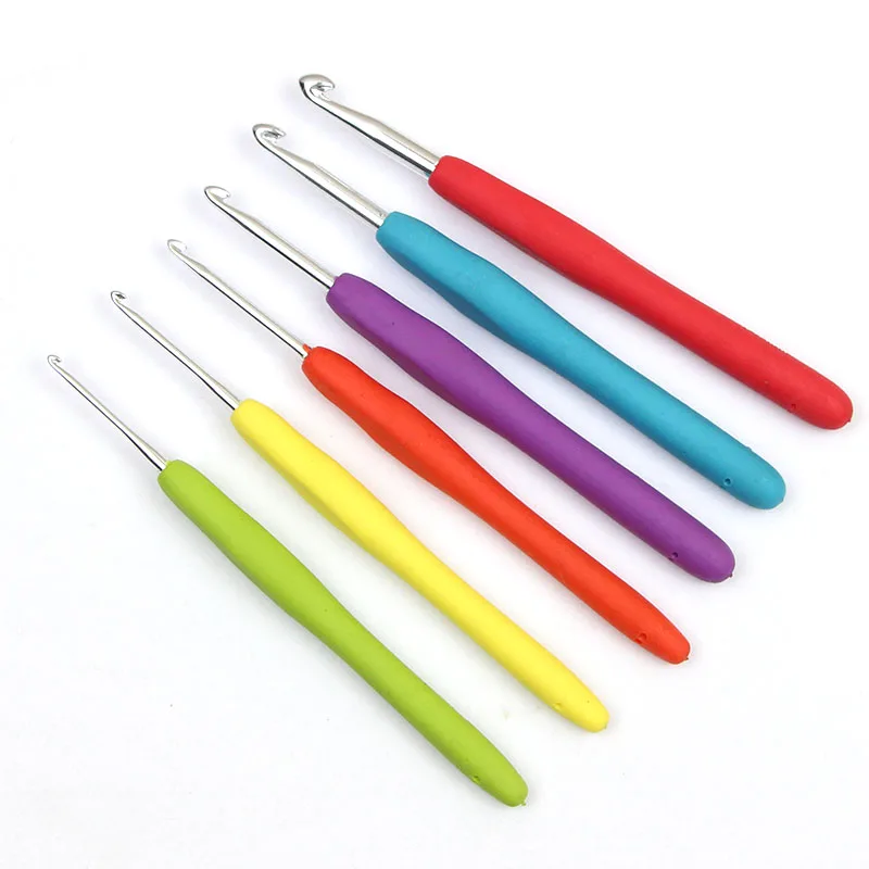 1Pcs 0.5-10.0mm Rubber Handle Crochet Hooks Needles Knit Weave Craft Yarn Sewing Tools Crochet Knitting Needles