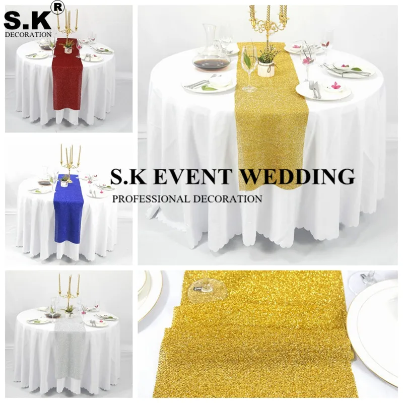 

5pcs Lot Sequin Table Runner For Wedding Tablecloth Event Party Banquet Decoration