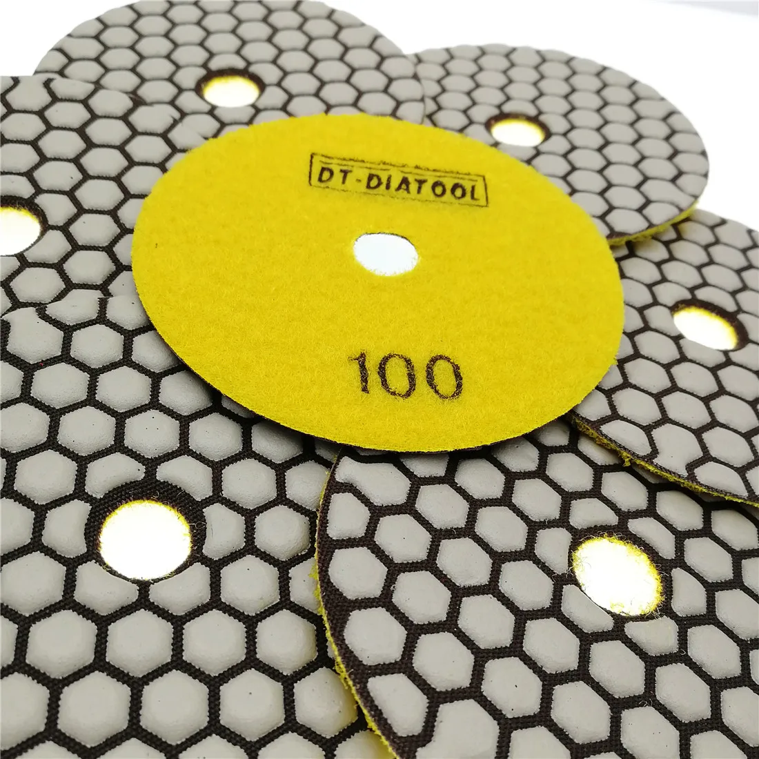 DT-DIATOOL 7pcs Dia 4 inch/100mm Resin Bond Diamond Dry Polishing Pads Grit #100 Sanding Disc For Granite Marble Stone