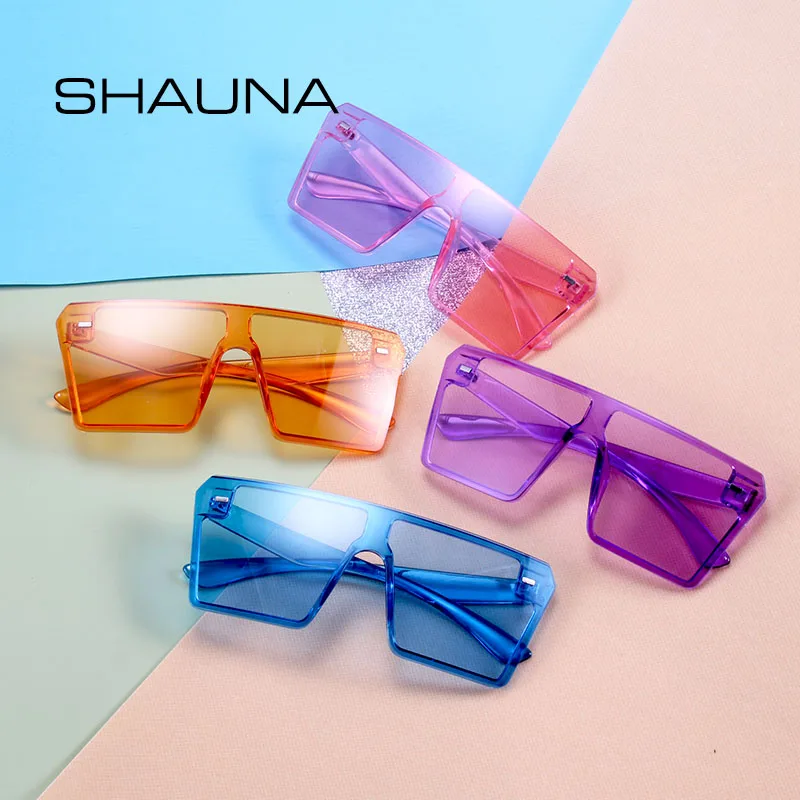 

SHAUNA Oversize Square Sunglasses Women Fashion Flat Top Gradient Glasses Men