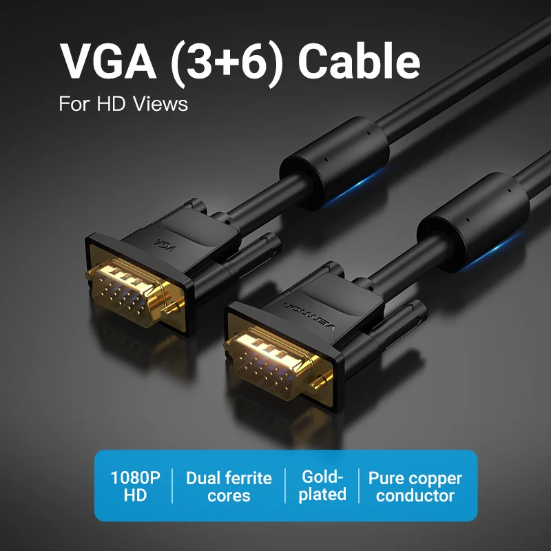 Przewód przedłużający kabel VGA VGA kabel męski do męskiego 1080P 1m 1.5m 5m 10m 20m Cabo 15 Pin przewód do monitor komputerowy żarówka jak kabel VGA