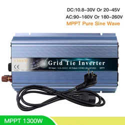 1300W Solar Inverter MPPT On Grid Tie Inversor Pure Sine Wave Converter 110V 220V AC For 12V 24V Battery Solar PV System