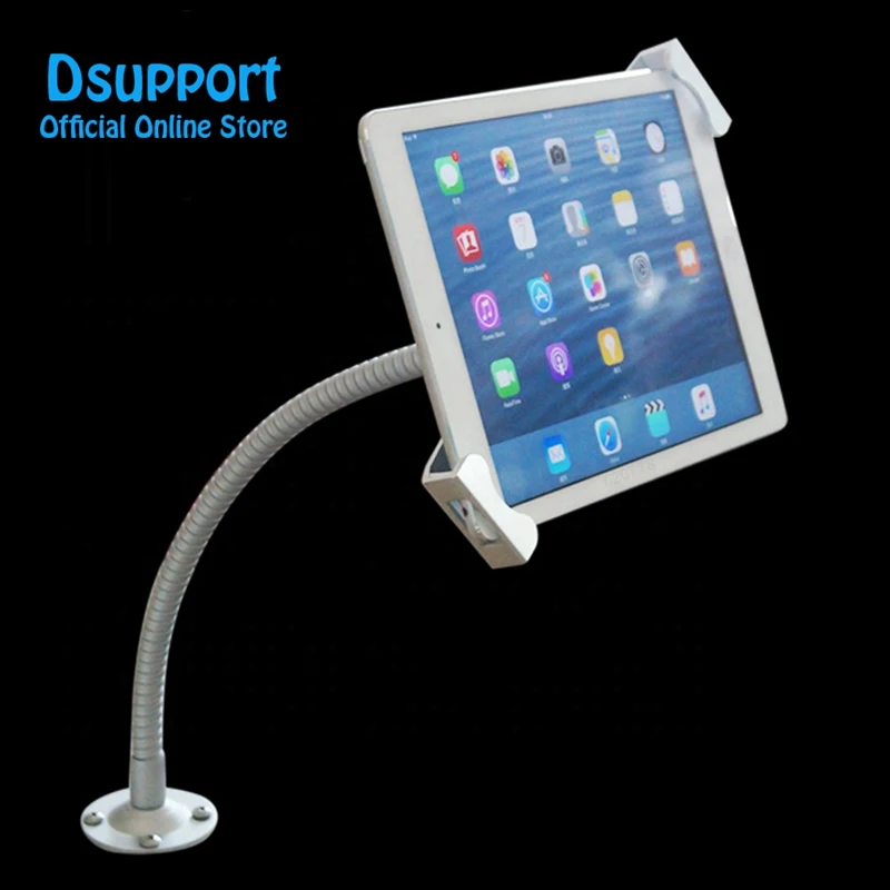 Fit for most 7-13 inch Tablet pc display flexible gooseneck wall mount holder  desk stand security safe locked metal box