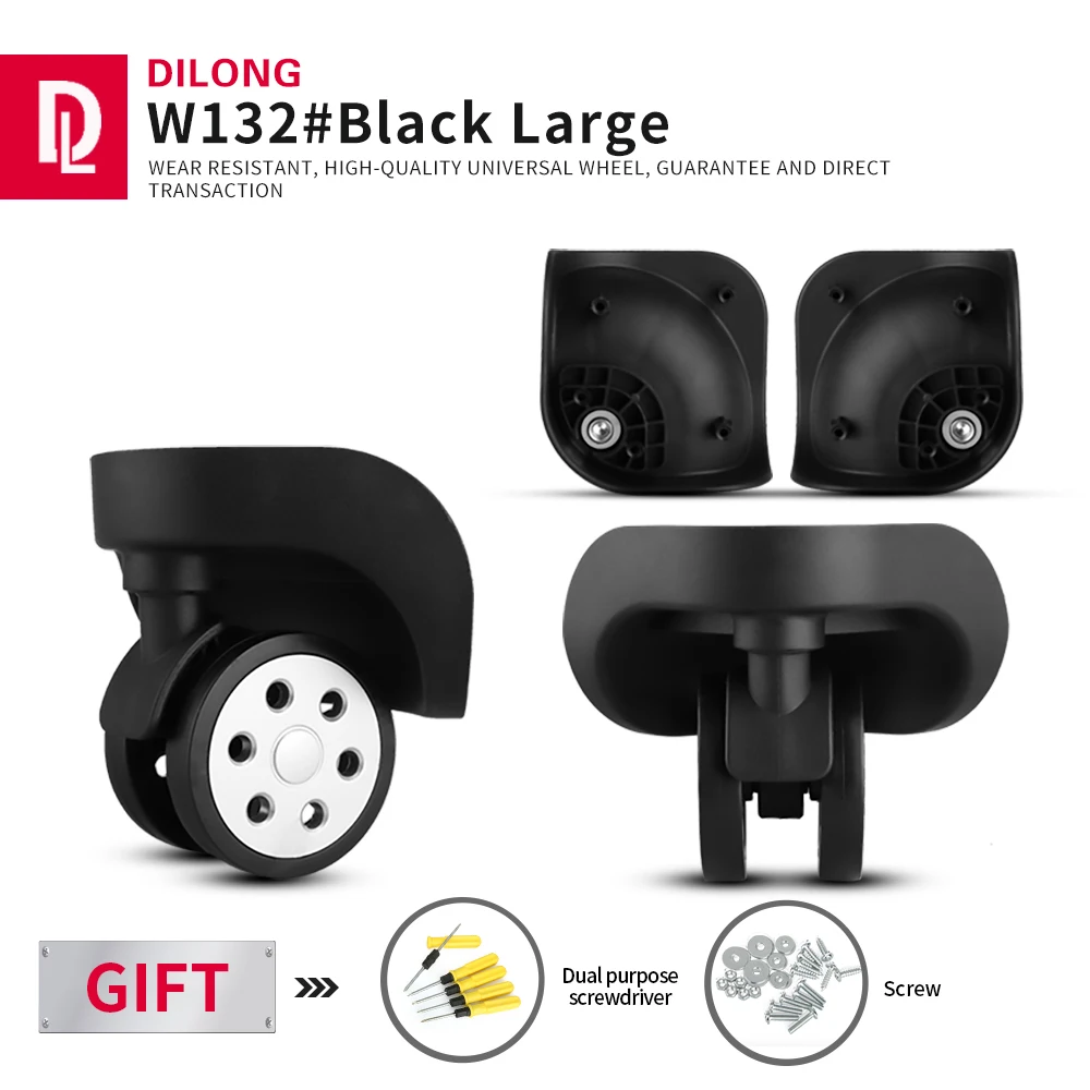 DILONG W132 Trolley luggage wheels accessories repair password suitcase pulley luggage universal wheel black a pair of casters