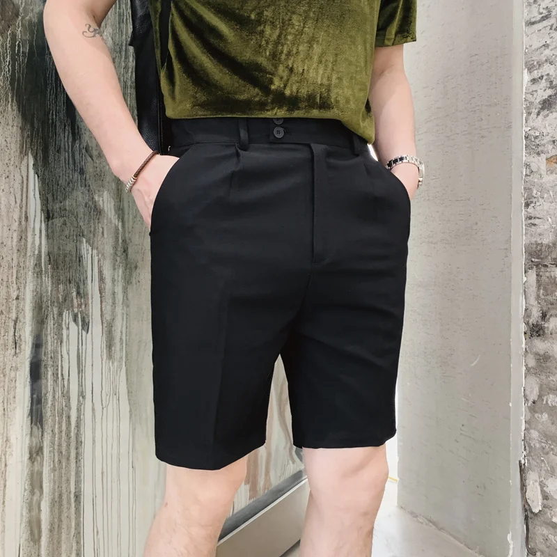 

Shorts Casual Mens Knee Length Shorts 2022 Summer New Vintage Slim Pockets Fashion Solid Suit Shorts Male Outdoor Korean Style