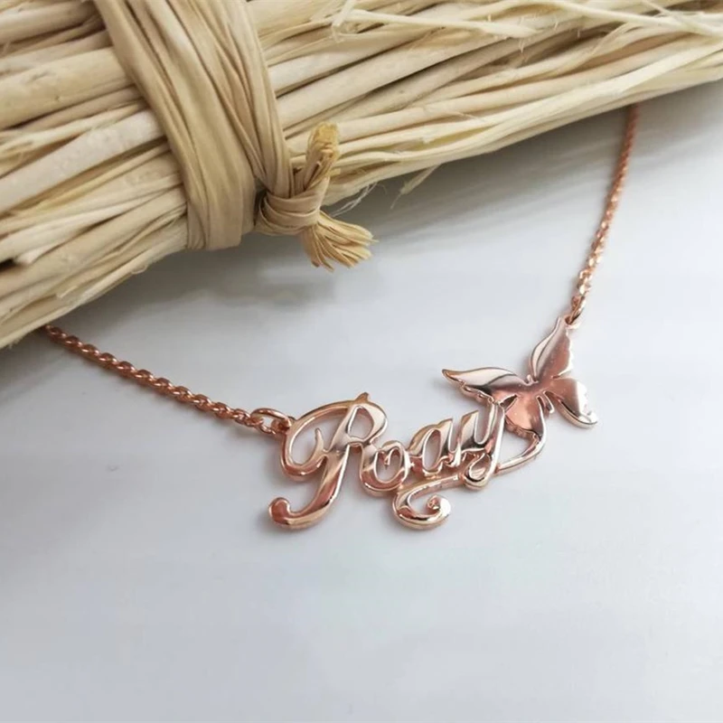 Collares con nombre de mariposa personalizados para mujeres y niñas, joyería favorita, placa de identificación de cinta personalizada, Gargantilla, collar, mejores amigos, regalos