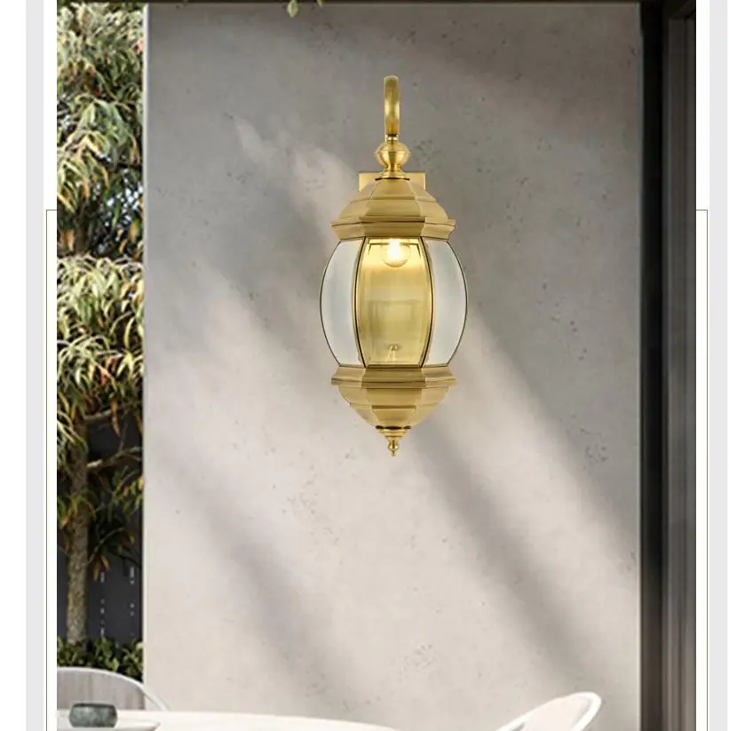 Newly Outdoor Waterproof Wall Lamp American LED Design Glass Wall Sconce Brass color Wall Lighting Lamp Wall Brackets Lighting