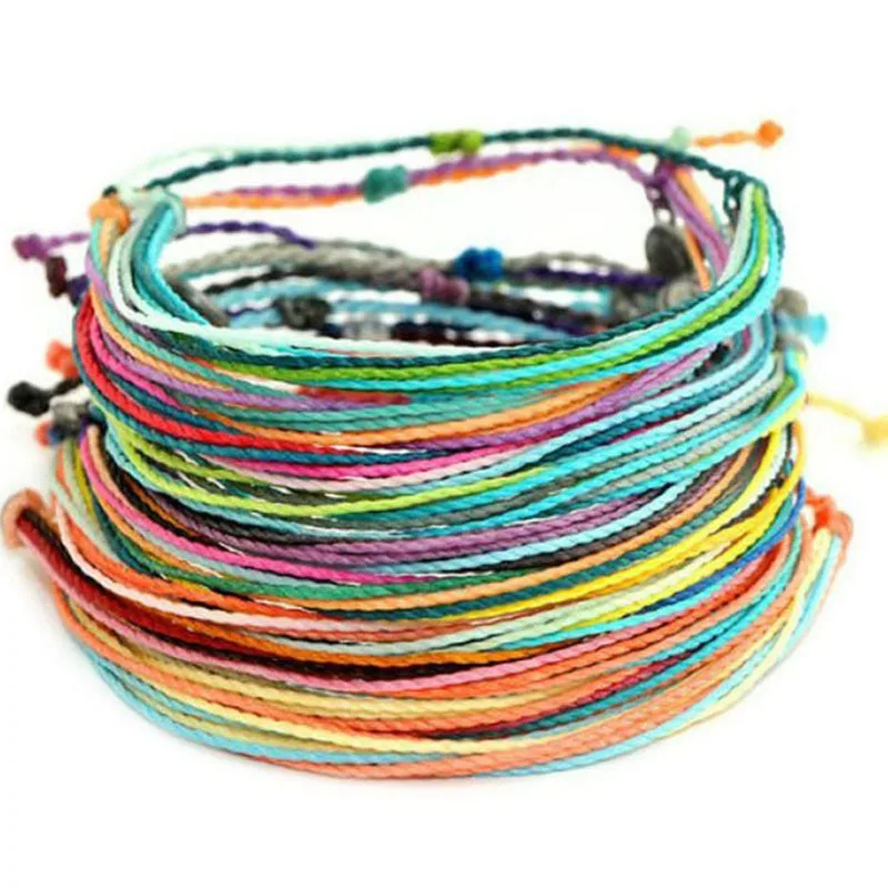 Multicolored Waxed String Braided Bracelets Women Men Waterproof Nine Thread Orange Blue White Colorful LifeBeach Surf  Jewelry