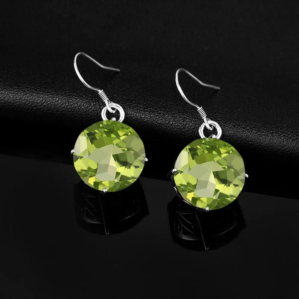 Szjinao Genuine Peridot Drop Earrings 925 Sterling Silver Earrings For Wome Earings Fashion Fine Jewellery 2020 For Best Friend