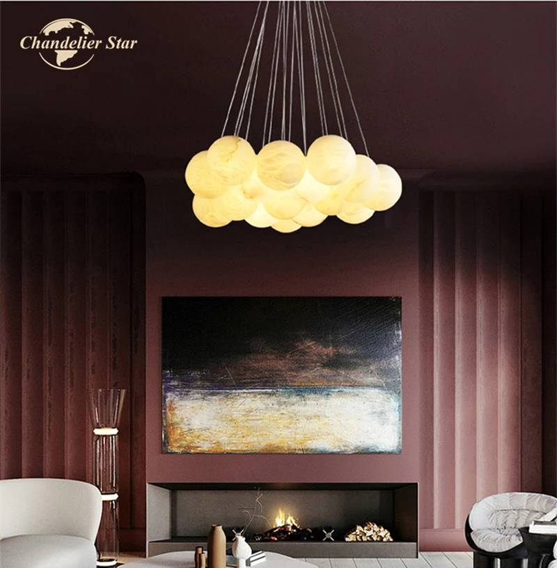 

Современные подвесные светильники, люстры в скандинавском стиле с медным мраморным шариком, комнатное освещение для спальни, гостиной