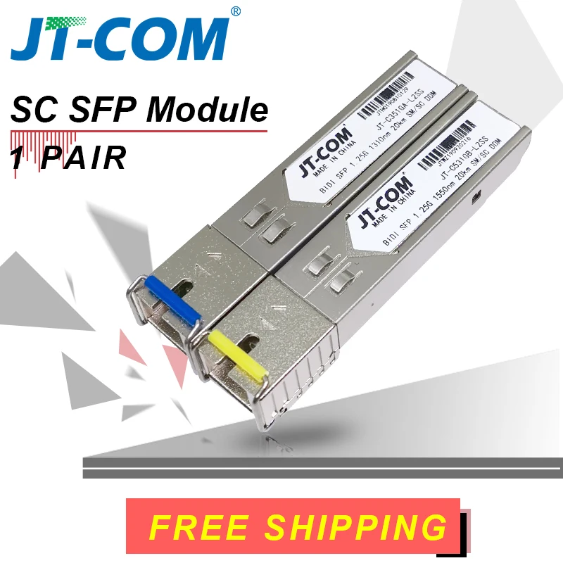 Gratis verzending! 2 stks SFP-module SC Connector Gigabit DDM BIDI mini gbic 1000 Mbps Enkele vezel SC SFP Glasvezelzendontvanger Otdr Optische tranceiver-module 5-120km Compatibel met Mikrotik Cisco TP-Link-schakelaar