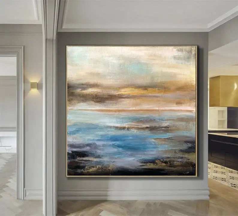 

Large Landscape Painting Modern Abstract Painting Ocean Paintings On Canvas Painting Blue Sea Abstract Artwork Home Decor