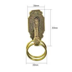handmade retro Tibetan pattern brass Detachable Quick Release Belt ring clip on keyholder keychains EDC FOB Car key holder