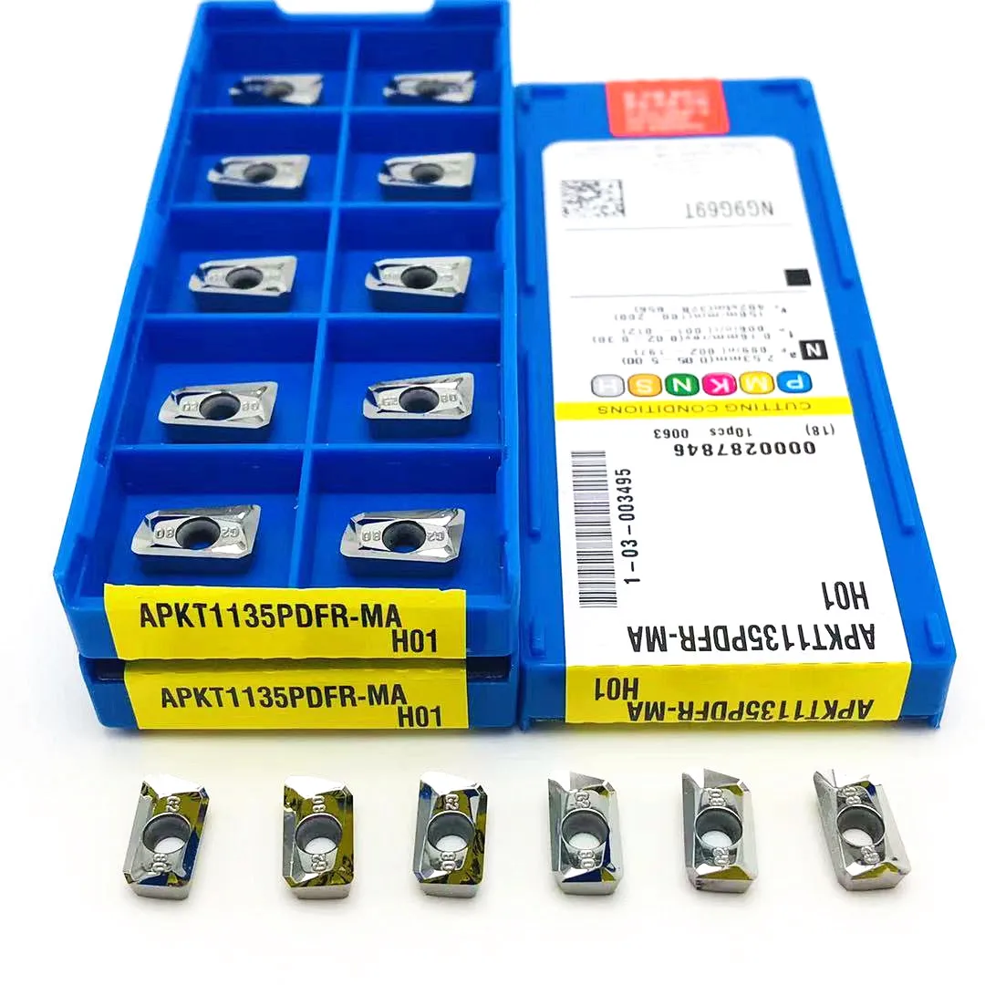 Hoja de aluminio APKT1135PDFR-MA H01 APMT1135, herramienta de torno R0.8, corte de aluminio para máquina CNC, cortador de fresado, APKT 1135