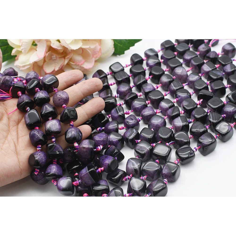 

2strands/lot 16mm Natural Dark Purple Irregular shape Agate stone beads For DIY Bracelet Necklace Jewelry Making Strand 15"