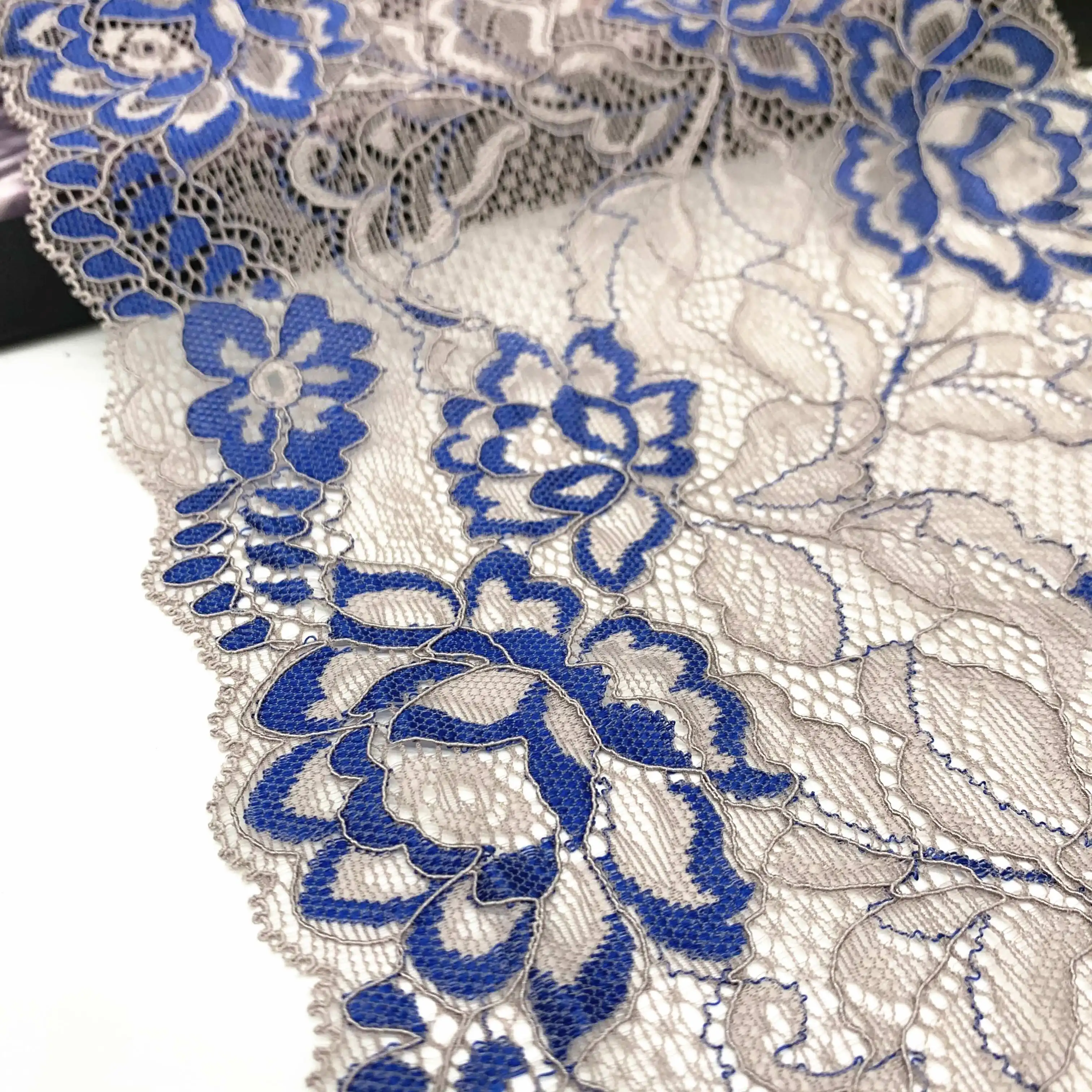 3y/lot Width 6 7/8 inch Blue Grey Elastic Lace Trim For Lingerie Clothes Sewing Material DIY Apparel Dress Fabrics Lace BJD