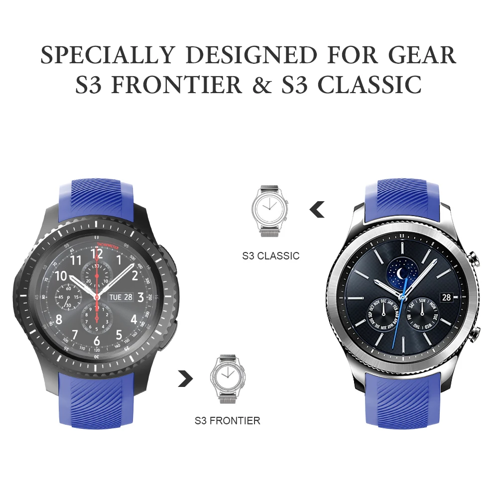 Kompatybilny z opaskami Samsung Gear S3 Frontier miękki silikonowy pasek do zegarków zamiennik do zegarka S3/Galaxy 46mm Smartwatches