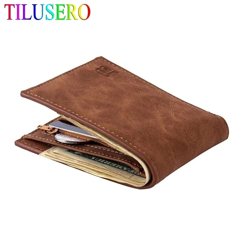 2024 New Fashion PU Leather Men\'s Wallet With Coin Bag Zipper Small Money Purses Dollar Slim Purse New Design Money Wallet