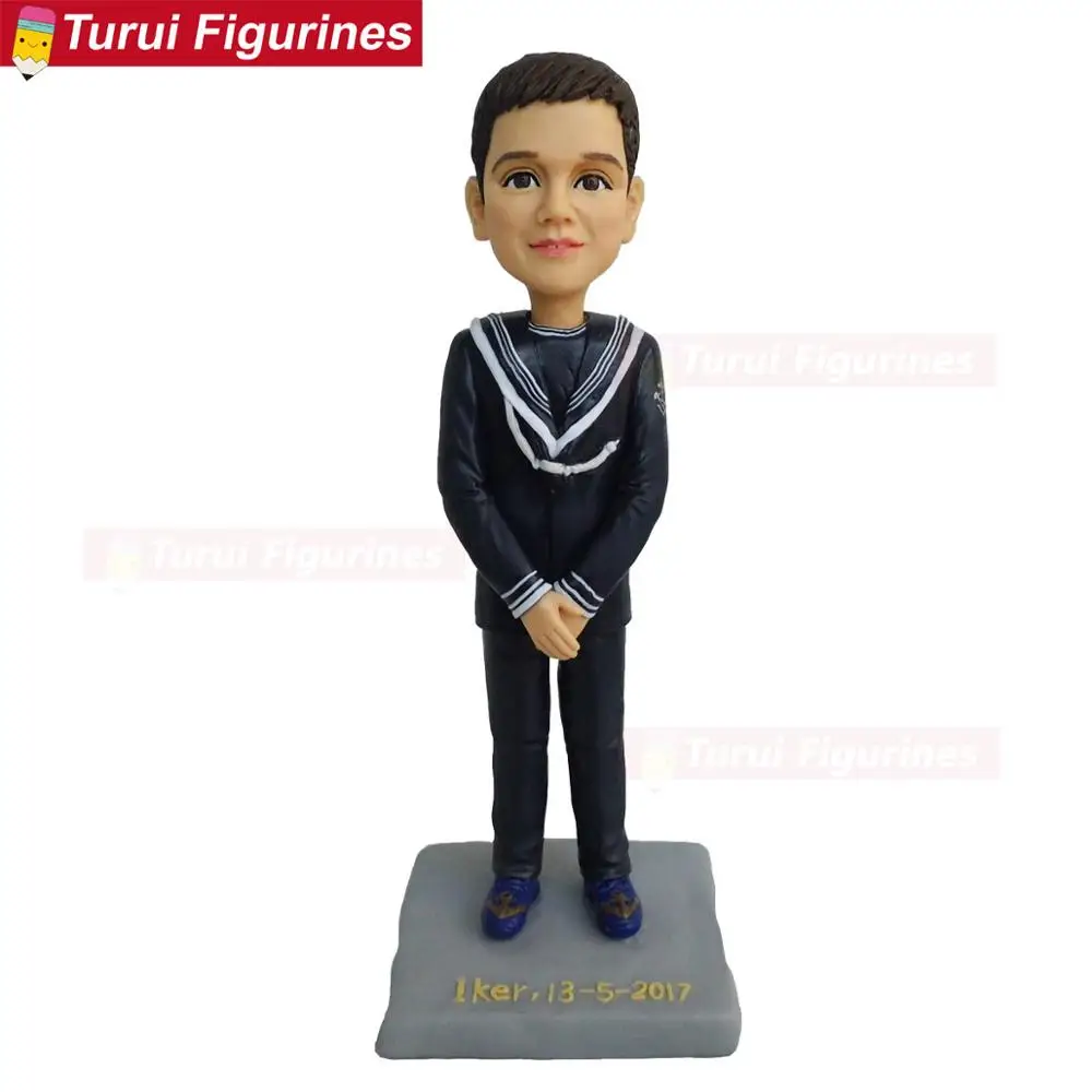 boy figurines toy dolls birthday cake topper holy communion custom bobblehead people figurine resin clay miniature doll gift