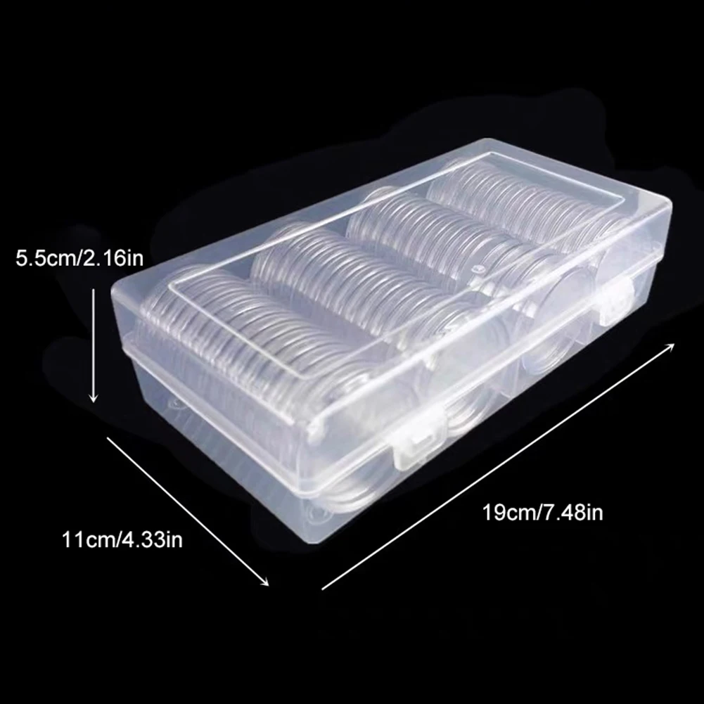 60pcs 40 mm Silver Eagles Coin Capsules Coin Case Coin Holder Storage Container with Organizer Box for Coin Collection Store