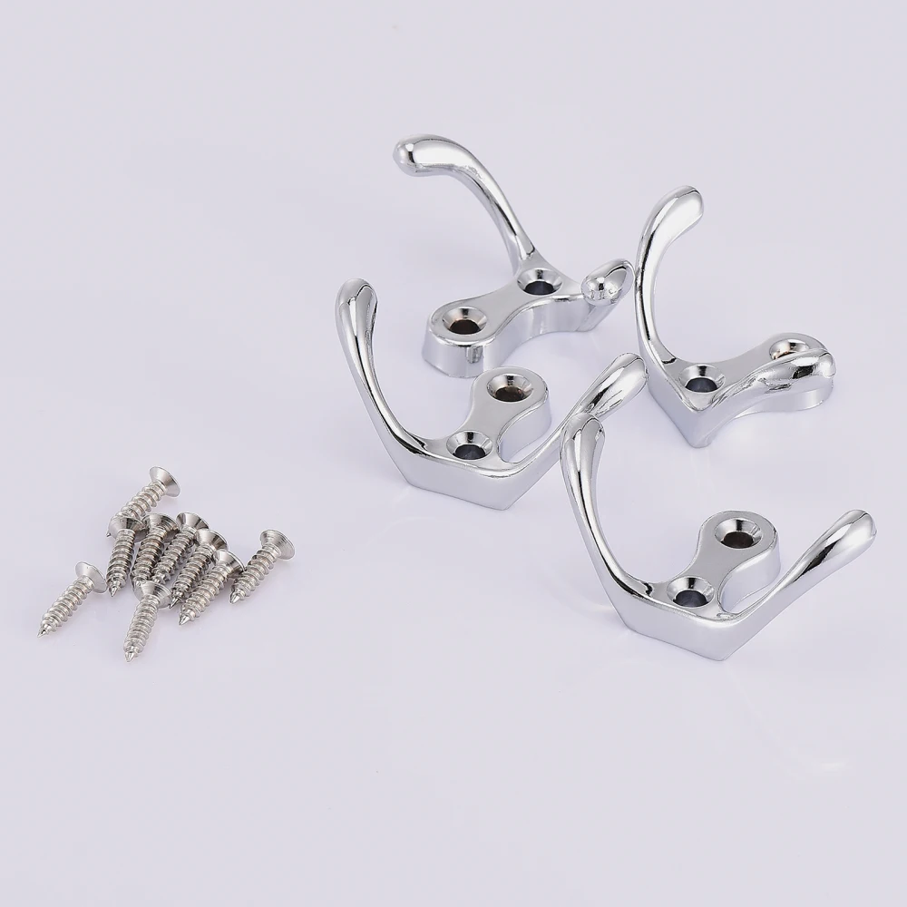 Ganchos de doble punta para ropa, ganchos de aleación de Zinc Retro de alta resistencia con 8 tornillos de pared de acero inoxidable, 4 Uds.